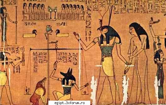 cartea egipteana mortilor papyrus above ten gods sitting judgement. below the weighing the the god